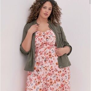 Torrid Floral MIDI Challis Dress NWT 3 HTF